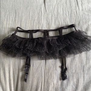 Victoria Secret black tulle garter belt